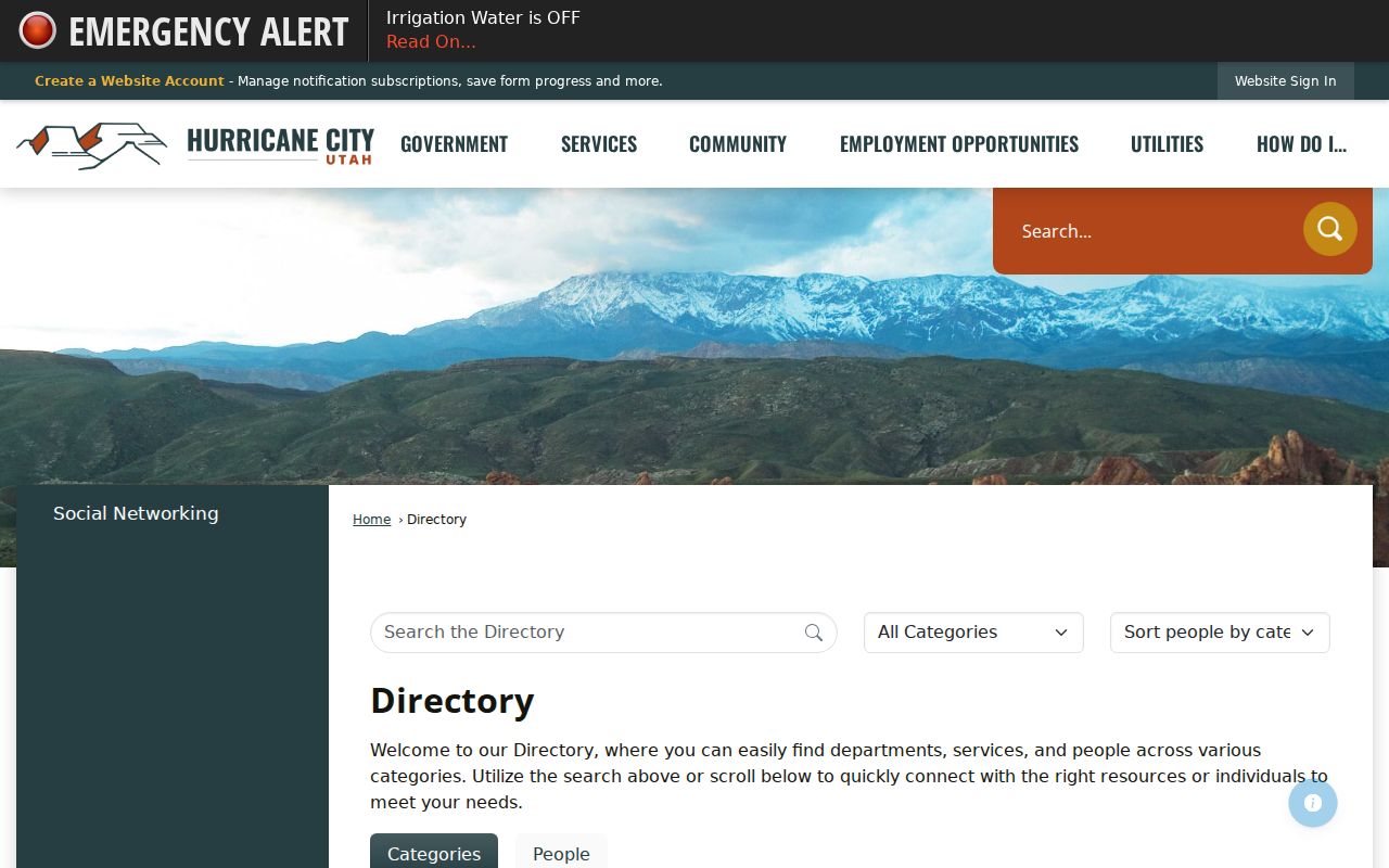 Hurricane city directory staff search