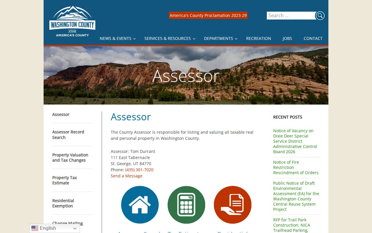 Hurricane residents directory Washington County Assessor search
