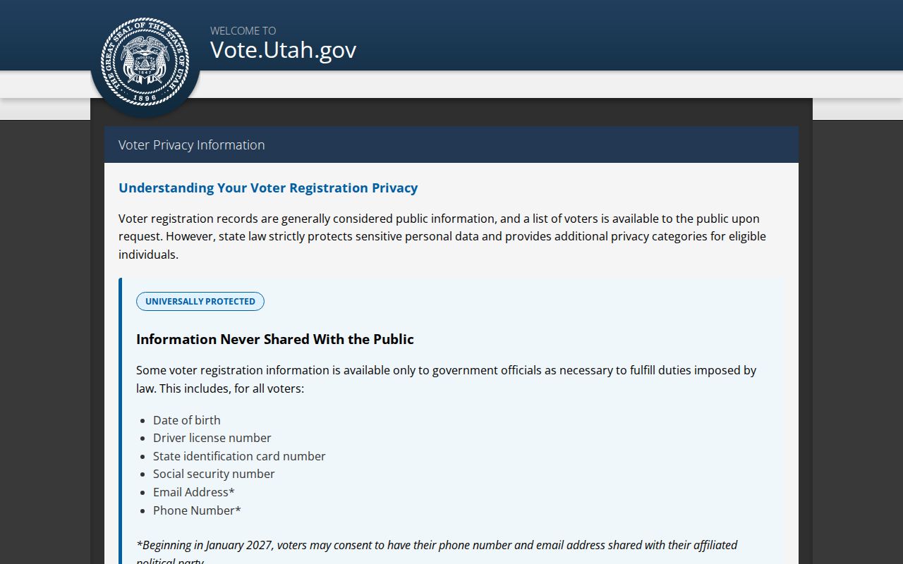 Hurricane neighbors Utah voter privacy