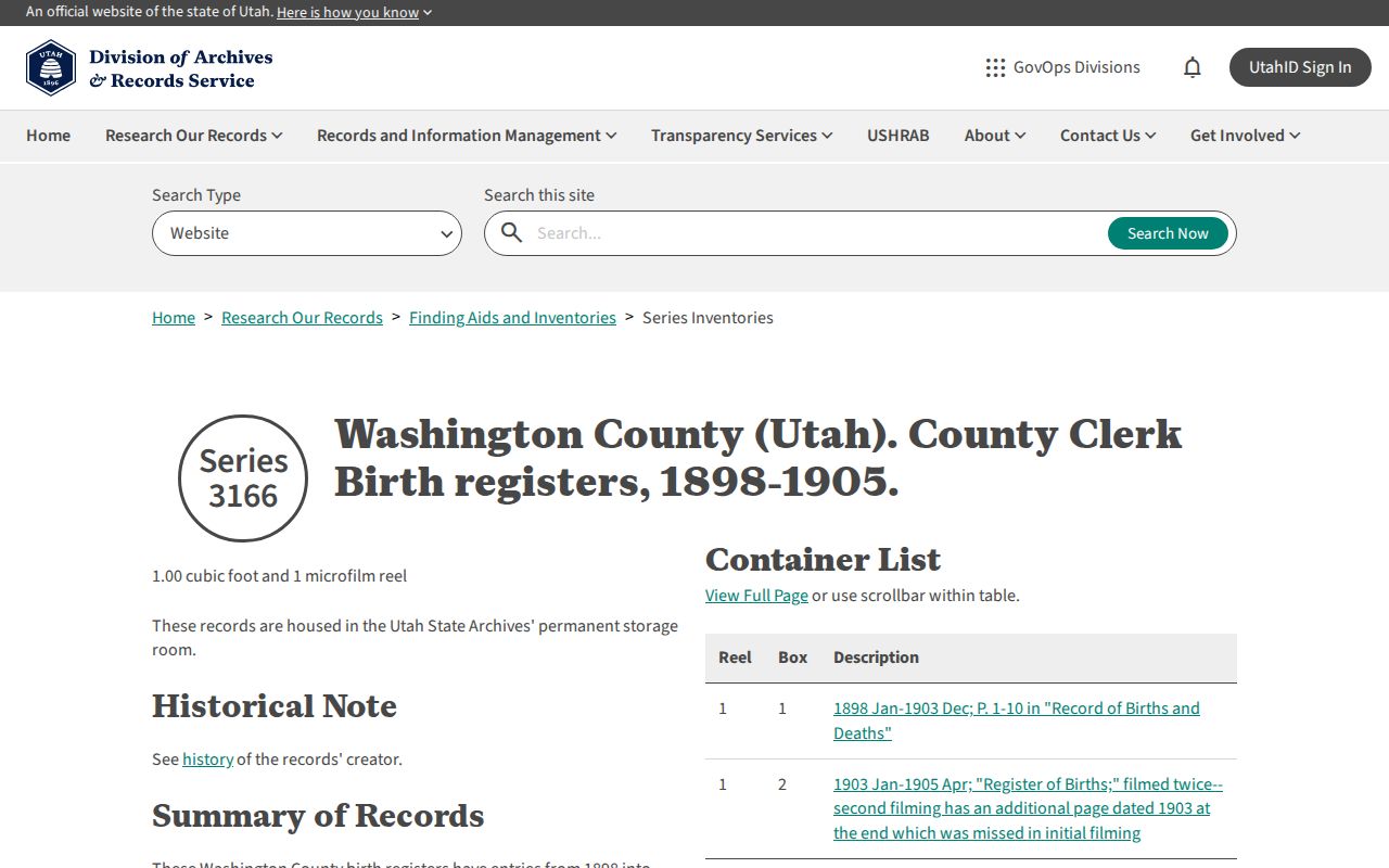 Hurricane previous residents archival birth registers