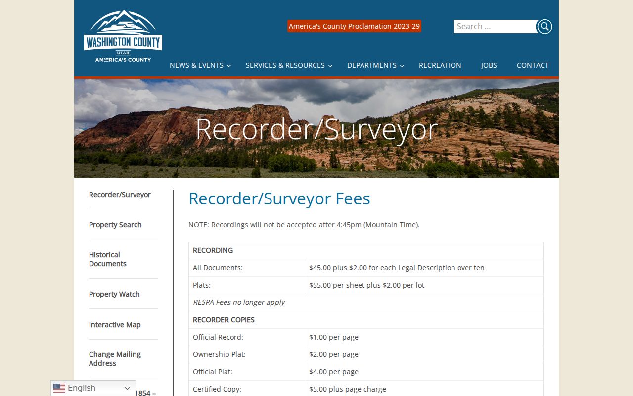 Hurricane previous residents Recorder fees